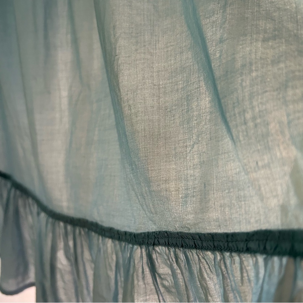 Sundance Pleated Blue Tunic Peasant Cottagecore Cotton Prairie Romantic Sz Med - Picture 7 of 10